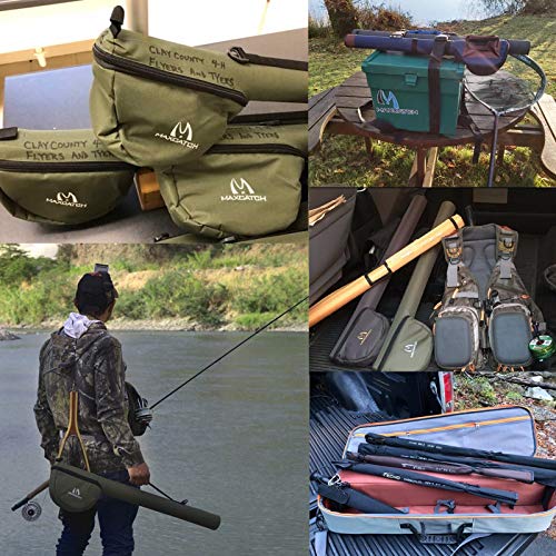 Fly Fishing Rod Case with Reel Pouch - 9ft 4-Section Green, Complete Protection