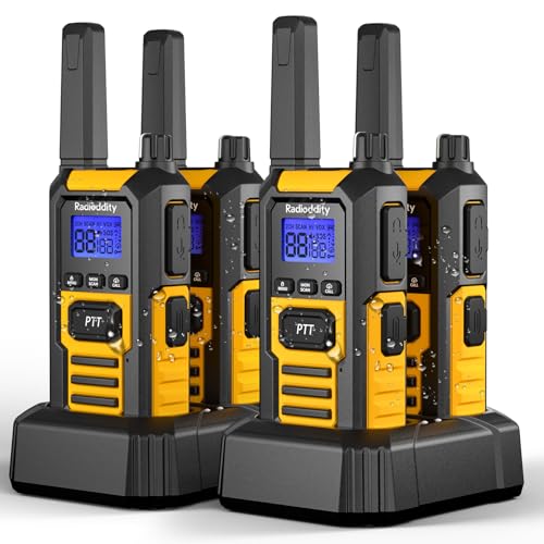 Radioddity HD-1 4 Pack Waterproof Floating Walkie Talkies IP67 Heavy Duty Two-Way Radios