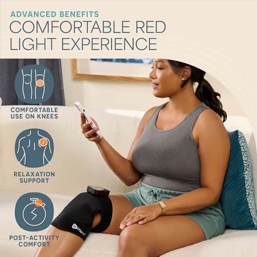 Red Light Therapy Knee Wrap - LifePro Biorecover Dual Spectrum 660nm & 850nm - Black, One Size