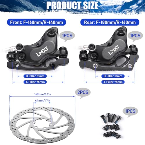 TOBWOLF Upgraded Hydraulic Disc Brake Set - Four Piston MTB Bike Brake Kit