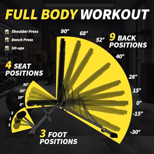 Grey Adjustable Weight Bench 1000LB Folding Home Gym Workout Equipment