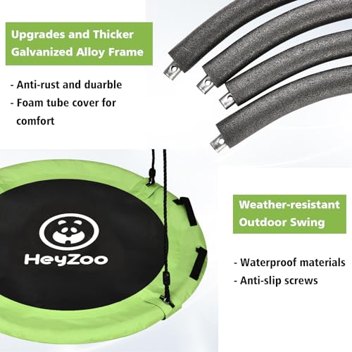 HeyZoo 48 Inch Green Tree Swing - Large Saucer Flying Swing for Family, 900lbs Capacity, Adjustable Straps