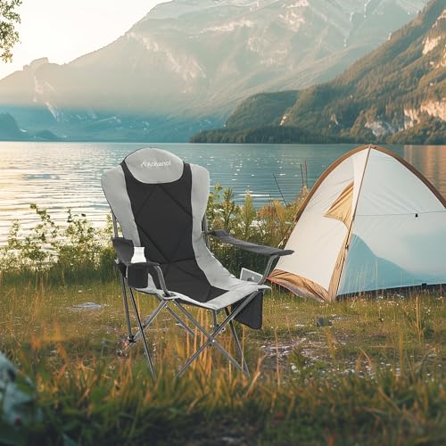 Aohanoi 2-Pack Portable Camping Chairs Heavy Duty Foldable with Adjustable Backrest