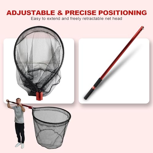 Extendable Fishing Landing Net with Telescoping Aluminum Handle - Large Catch Net