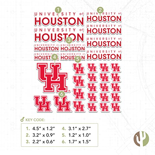 Houston Cougars Vinyl Sticker Sheet - 8.5 x 11 Inches College Fan Decal