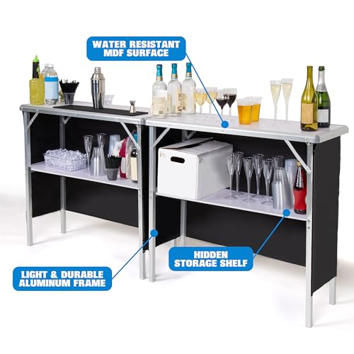 GoBar Portable Double Bar Table Set - Standard Version with Carrying Case for Events