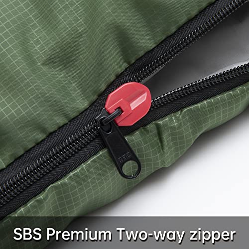 Winter Sleeping Bag for Adults with Pillow - 0°C, Green, 2.3kg Zipper