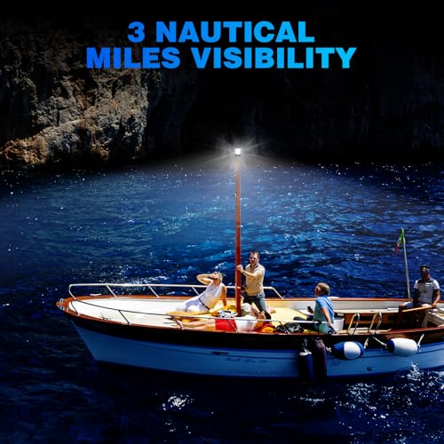 Marine Navigation Anchor Light - 3NM Visibility, 360° White LED for Boats