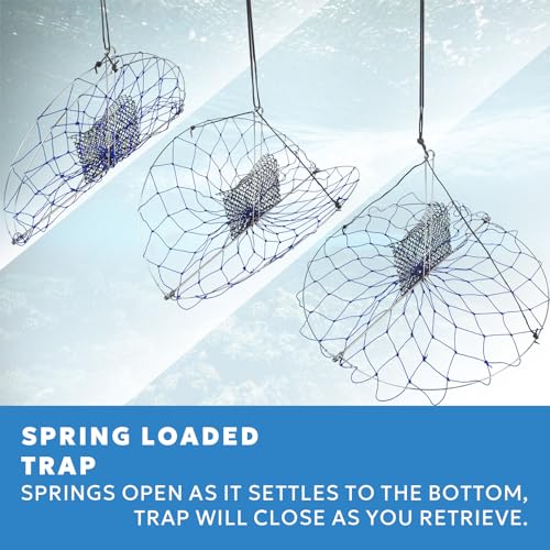 Castable Crab Trap Kit - Foldable 24-Inch Net with 110ft Line & Bait Pin - Variation CN004A-2