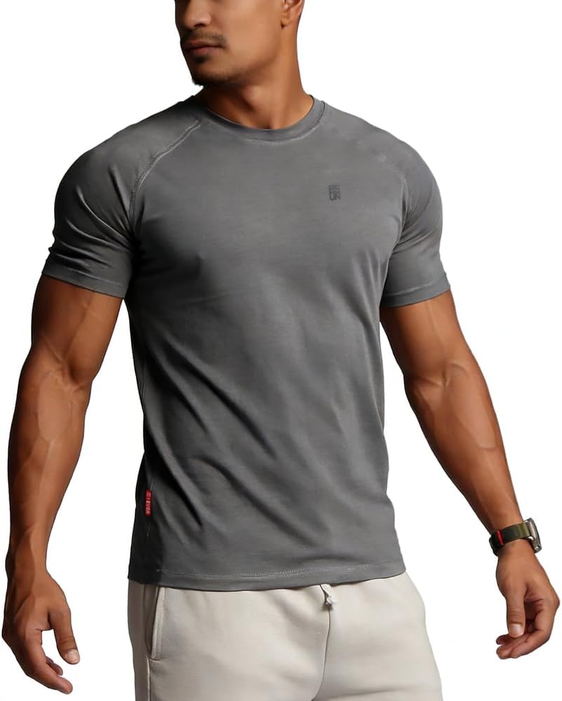 Skiennix Men's Athletic T-Shirts - Breathable Wicking Fabric - Casual Short Sleeve Crew Neck