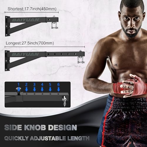 Heavy Bag Hanger Wall Mount - Adjustable Black Punching Bag Bracket 17-26"