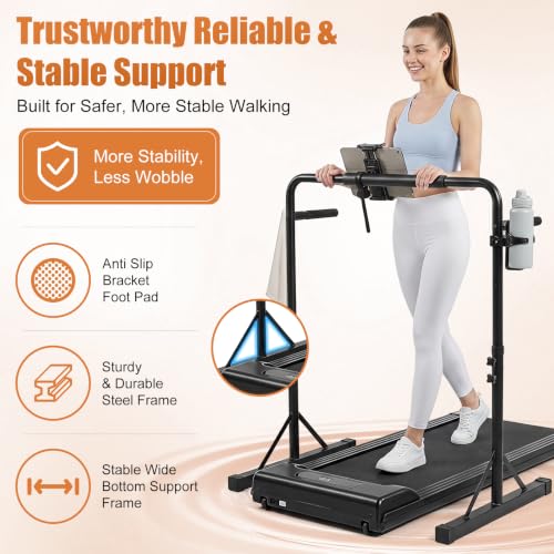 Walking Pad Handle Bar Black with Adjustable Height & Phone Holder