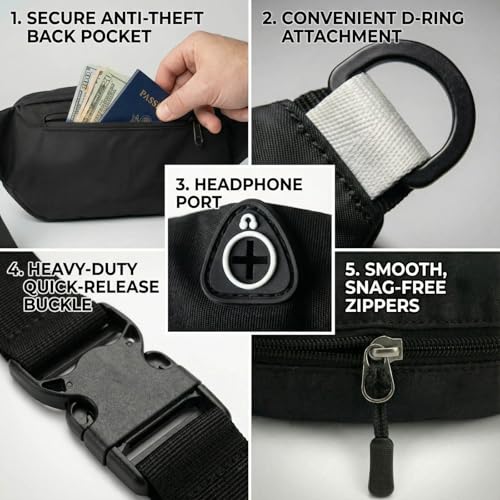 Pinklue 30 Pack Bulk Black Crossbody Fanny Packs with Adjustable Waist Strap