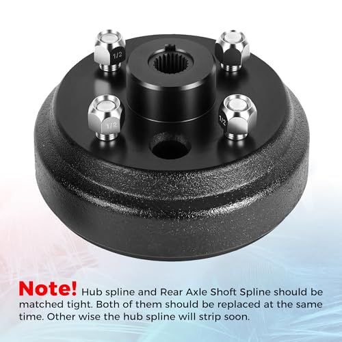 10L0L Black 2-Pack Golf Cart Brake Drum/Hub Assembly for EZGO TXT Electric, OEM Replaces 19186G1P