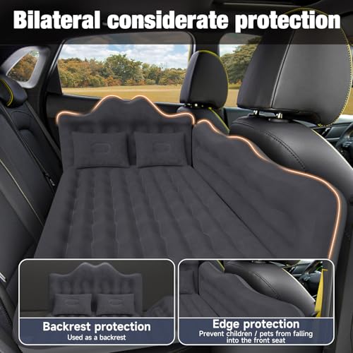 DikaSun Deep Black Back Seat Car Air Mattress for SUV & Van Camping Bed with Pump