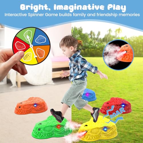 Dinosaur Stepping Stones with Lights, Sounds & Mist for Kids - Sensory Play