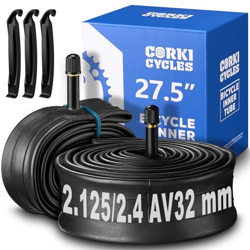 27.5 Inch Mountain Bike Inner Tube - 2 Pack, Schrader Valve 32mm, Fits 2.125-2.4 Sizes