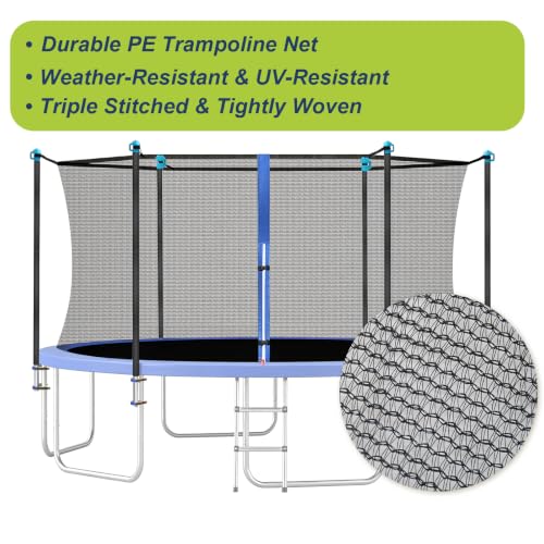 15Ft Trampoline Net Replacement for 6 Straight Poles - UV-Proof Safety Enclosure (Variation of Fits for 15Ft Trampoline Frame)