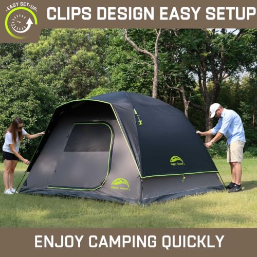 Black 6-Person Dome Camping Tent with Rainfly, Spacious & Waterproof