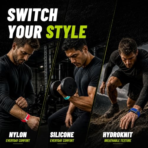 DADO Energetic Multi-Pack Wrist Straps for Whoop 5.0, Peak & More - Hydroknit, Silicone & Nylon, Quick Link & Clasp - Sport Replacement Bands