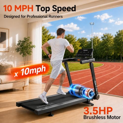 Vitalwalk Foldable Treadmill with 20% Auto Incline for Home Cardio Workout