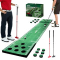 EVA Indoor Putting Green Mat with 2 Adjustable Golf Putters - Portable Practice Set