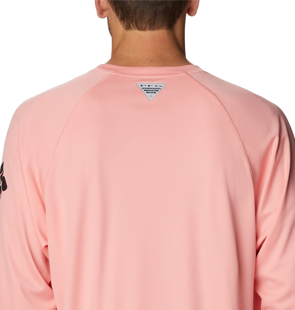 Columbia Men's Terminal Tackle Long Sleeve Fishing Shirt, Sorbet/Black Logo, 1X