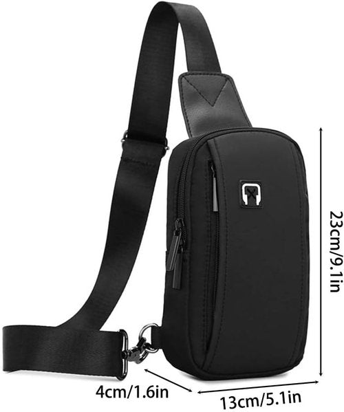 DONGKER Waterproof Sling Crossbody Bag - Adjustable Shoulder Strap & Headphone Jack for Hiking | Travel