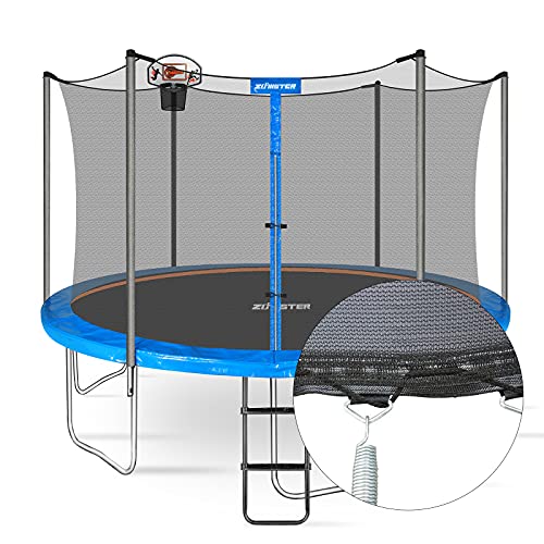 14FT Trampoline Enclosure Net with Pole Cap for 6 Straight Poles - Breathable Weather-Resistant Replacement