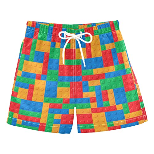 Kigai Boy Swim Trunks - Colorful Blocks Summer Beach Quick Dry 2-6T Llama D7