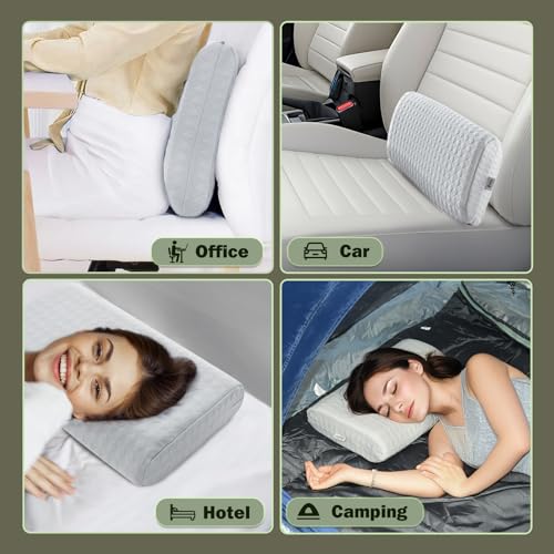 Travel Pillow with Memory Foam and Washable Cover - Gray