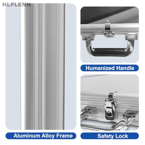 Silver Large Card Display Case 33x22 Aluminum Lockable Trade Show Jewelry Sports Card Holder with Handle