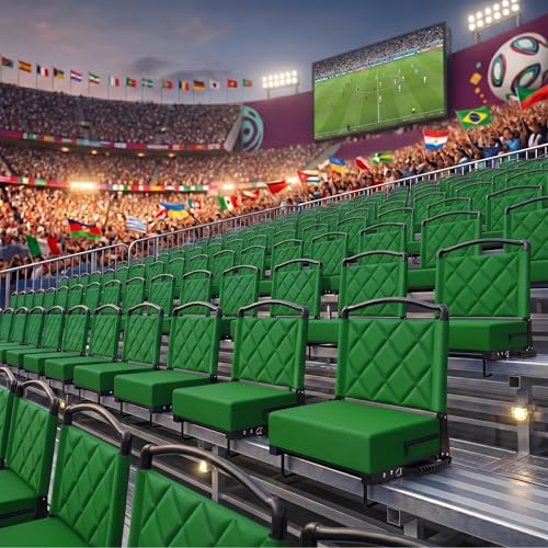 Kaganoon Green Folding Stadium Seats with Back Support 2pcs - Heavy Duty Bleacher Chairs