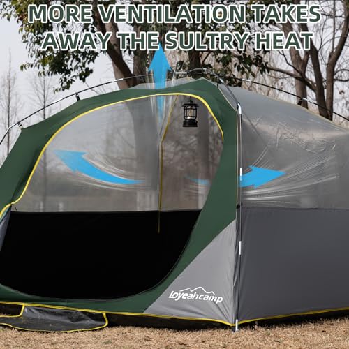 Dark Green 4-Person Blackout Camping Tent with Rainfly – Spacious Dome Design