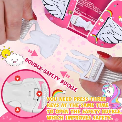 Unicorn Pink Toddler Swim Vest with Arm Floaties - Water Safety for Kids 2-7 Years