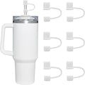 Skiennix Silicone Straw Covers - Dust-Proof Reusable Caps for Stanley Cup 30/40oz Tumblers | 6-Pack, White
