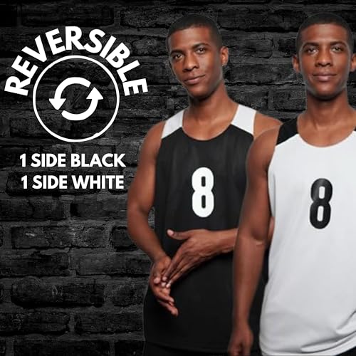 Men's Reversible Basketball Jerseys 10-Pack Medium-XXL Black & White Pro90 Elite