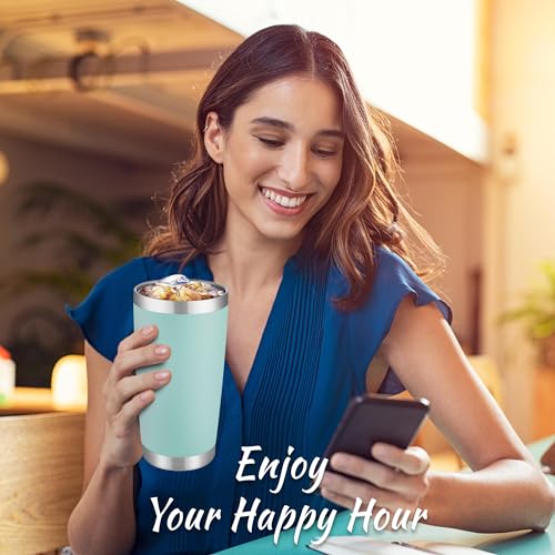Turquoise 20 oz Stainless Steel Tumblers Bulk Set with Lids - 12 Pack
