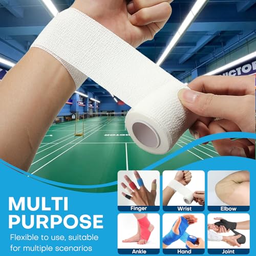 Skin Color Cohesive Bandage Wrap 2 Inch x 5 Yards - 12 Pack Self Adhesive Athletic Tape for Injury Recovery & First Aid