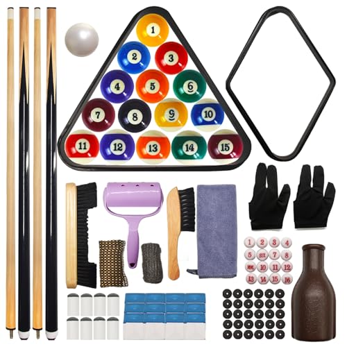 95 Pcs Pool Table Accessories Set Billiard Kit with Balls Cues Chalk & More