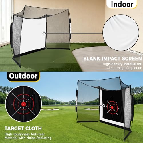 Golf Practice Net 11x8ft with Impact Screen - MangoStar Golf Sim Net - Indoor Outdoor