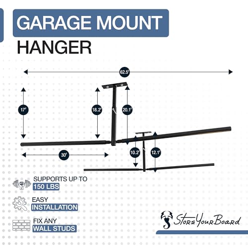 Double StoreYourBoard Paddle & Surfboard Garage Storage Rack - Adjustable Ceiling Mount