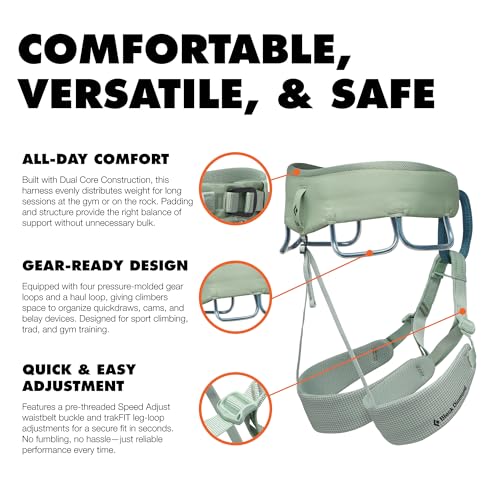Black Diamond Women's Momentum Climbing Harness SM Desert Sage Adjustable Loops