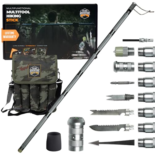15-in-1 Tactical Survival Walking Stick & Hiking Staff - Heavy Duty Collapsible Multitool