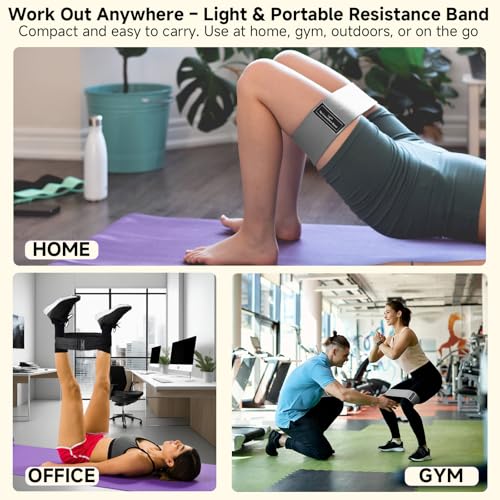 Resistance Bands for Workout, Fabric Loop Bands for Glutes & Legs - Cream Grey Black01