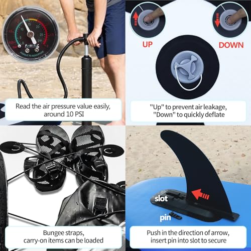 Inflatable Stand Up Paddle Board SUP Kit with Pump, Paddles & Bag