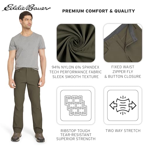 Eddie Bauer Men's Rainier Pants - 40W x 30L Slate Green, Waterproof, Active Fit