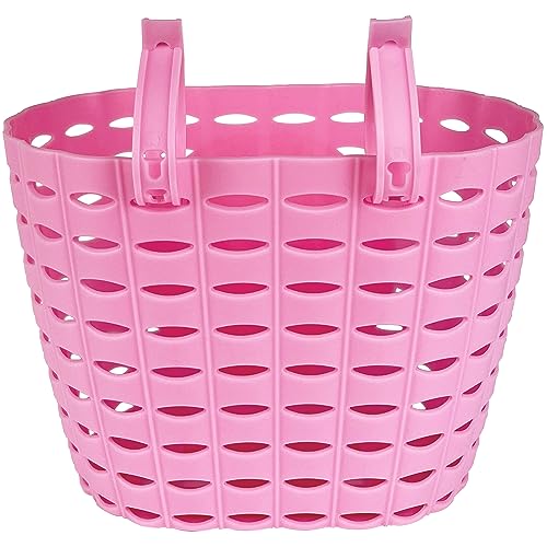 Girls Pink Bike Basket with Mermaid Pattern - Kids Bicycle Handlebar Storage
