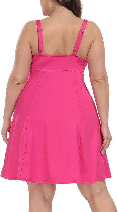 HDE Women's Plus Size Tennis Dress - Athletic Workout Style with Built-In Shorts & Bra