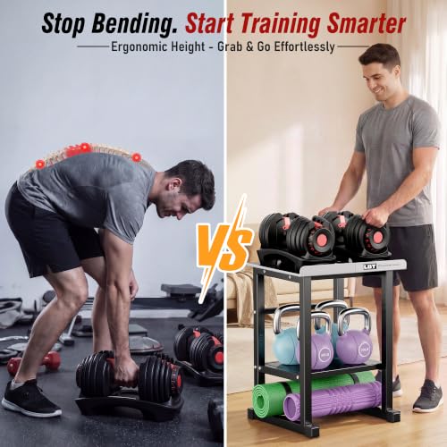 LBT Silver Adjustable Dumbbell Stand 600LB Capacity Home Gym Rack
